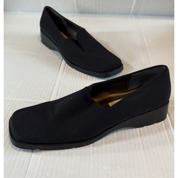 Villager by Liz Claiborne Size 9M Charlize Black Slip-On Square Toe Shoe - Picture 1 of 8